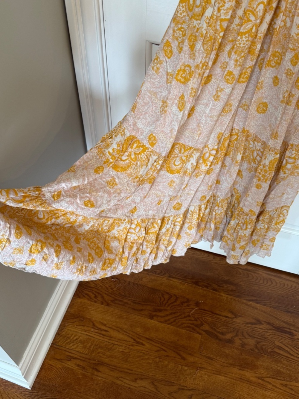Free People Let's Smock About It Yellow Floral Maxi Dress Tiered 25293 - Picture 5 of 10